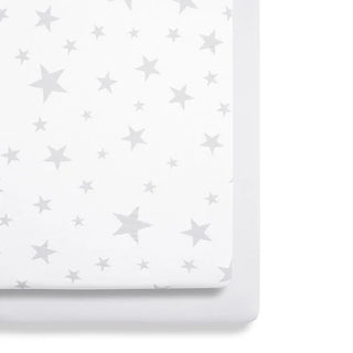Snuz Twin Pack Sheets - Crib Grey Star-Regal Baby