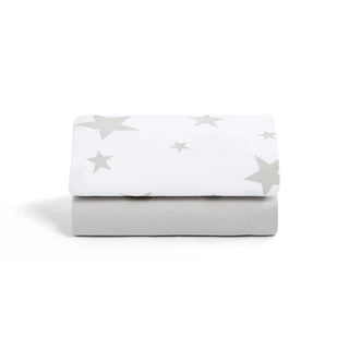 Snuz Twin Pack Sheets - Crib Grey Star-Regal Baby