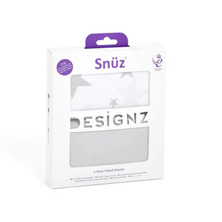 Snuz Twin Pack Sheets - Crib Grey Star-Regal Baby