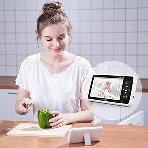 New 5 inch Video Baby Monitor with Camera and Audio, 4X Zoom, 22Hrs Battery, 1000ft Range 2-Way Audio Temperature Sensor Lullaby-Regal Baby