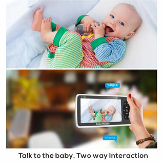 New 5 inch Video Baby Monitor with Camera and Audio, 4X Zoom, 22Hrs Battery, 1000ft Range 2-Way Audio Temperature Sensor Lullaby-Regal Baby